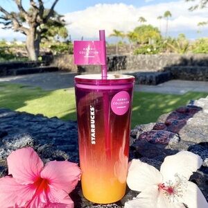 New HAWAII EXCLUSIVE! Starbucks Sunset Pink and Orange Glass ombré Tumbler 18oz